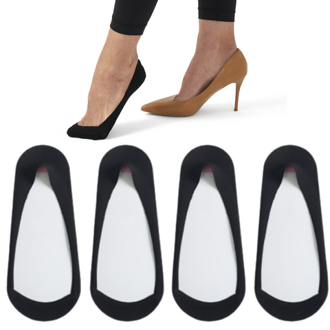 F Flammi Women's TRULY No Show Socks for Flats Non Slip Cotton Ultra Low Cut Liner Socks- Black