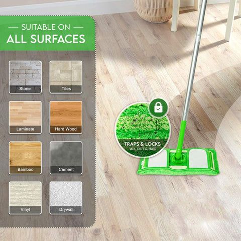 Flammi 2 Pack Reusable Pads Compatible with Swiffer Sweeper Mops Washable Microfiber Mop Pad Refills