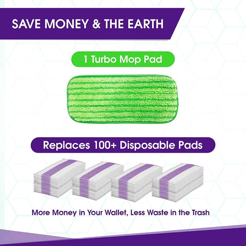 Flammi 4 Pack Reusable Mop Pads Compatible with Swiffer WetJet Washable Microfiber Mop Pad Refills