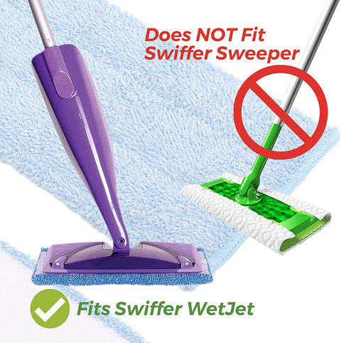 Flammi 4 Pack Microfiber Mop Pads for Swiffer Wet Jet & All 10-12 Inch Hook & Loop Systems Mop, Wet Dry Cleaning Pads for All Hard-Floor, Reusable & Washable Wet Jet Refills