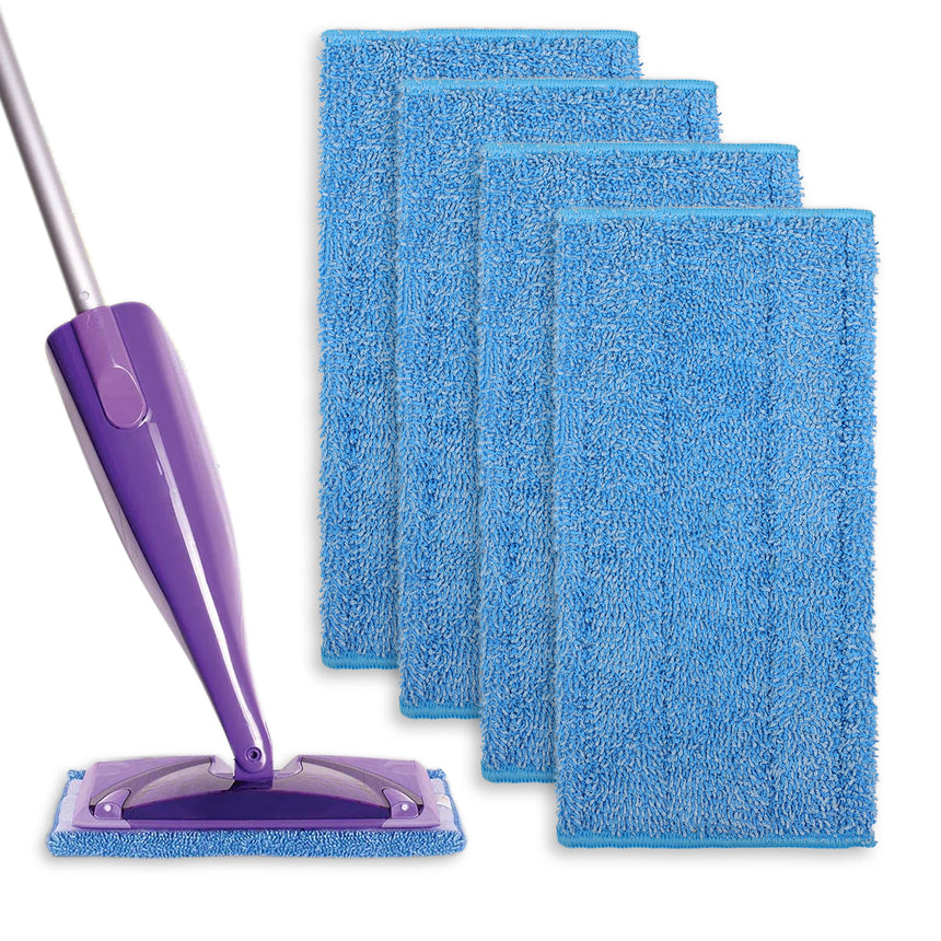 Flammi 4 Pack Microfiber Mop Pads for Swiffer Wet Jet & All 10-12 Inch Hook & Loop Systems Mop, Wet Dry Cleaning Pads for All Hard-Floor, Reusable & Washable Wet Jet Refills