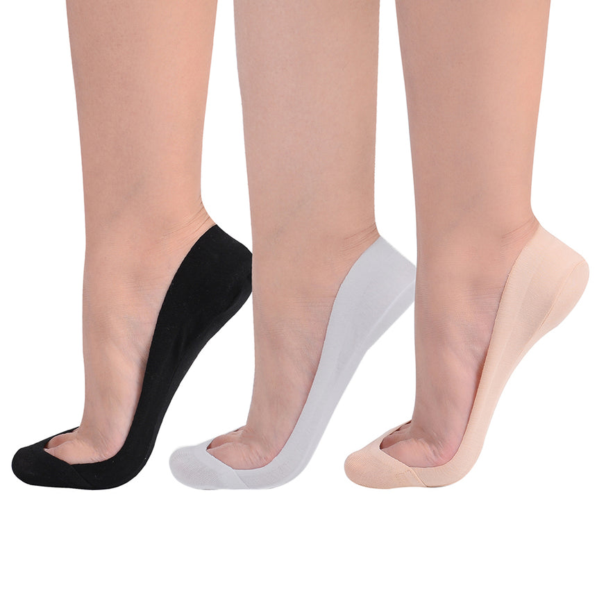 F Flammi Women's TRULY No Show Socks for Flats Non Slip Cotton Ultra Low Cut Liner Socks-3 Pairs
