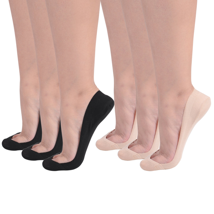 F Flammi Women's TRULY No Show Socks for Flats Non Slip Cotton Ultra Low Cut Liner Socks-6 Pairs