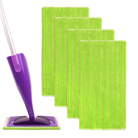 Flammi 4 Pack Microfiber Mop Pads for Swiffer Wet Jet & All 10-12 Inch Hook & Loop Systems Mop, Wet Dry Cleaning Pads for All Hard-Floor, Reusable & Washable Wet Jet Refills
