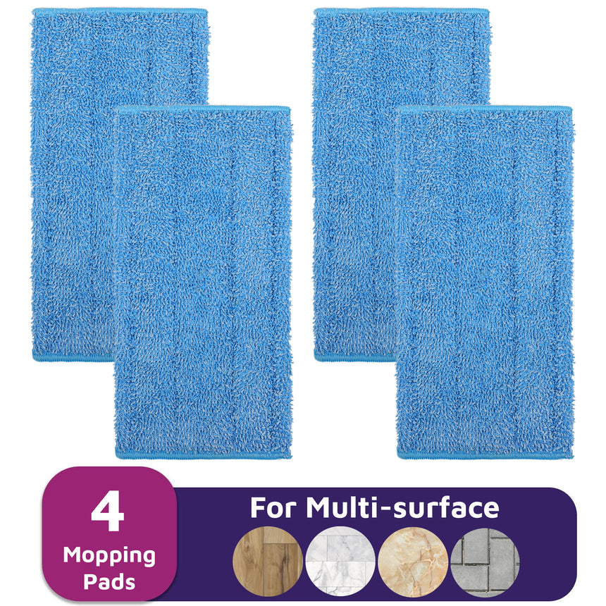 Flammi 4 Pack Microfiber Mop Pads for Swiffer Wet Jet & All 10-12 Inch Hook & Loop Systems Mop, Wet Dry Cleaning Pads for All Hard-Floor, Reusable & Washable Wet Jet Refills
