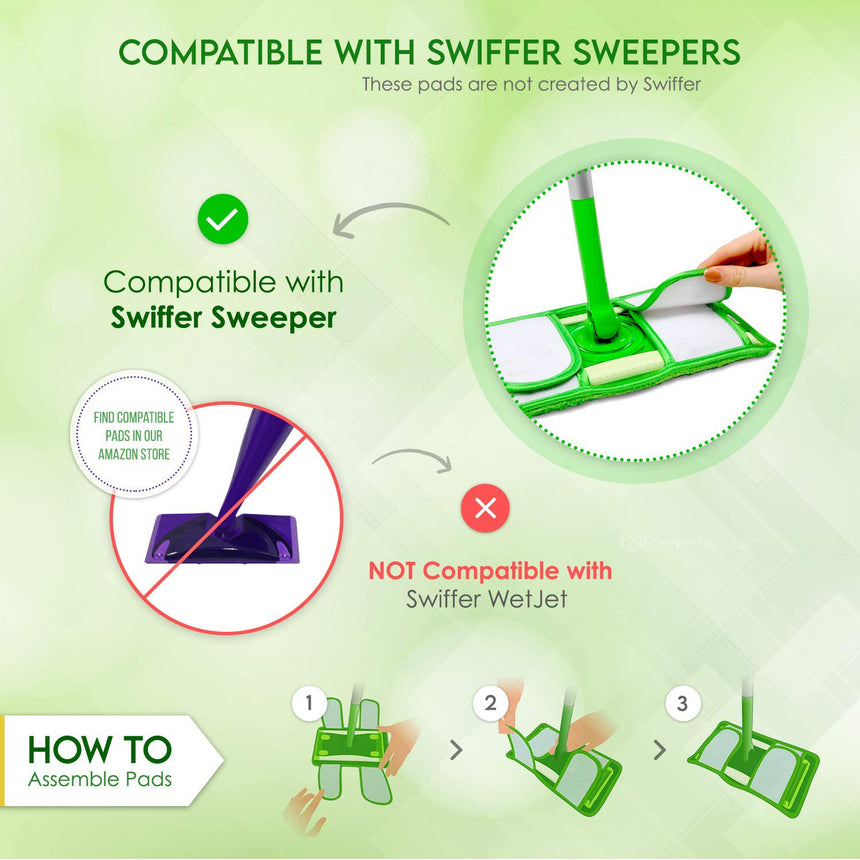 Microfiber Mop Pads Compatible With Swiffer WetJet Reusable