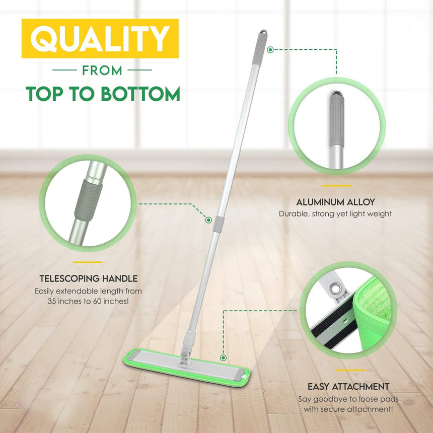 18 Professional Microfiber Mop - Hardwood Floor Mop - Dry & Wet Mop for  Wood, Laminate, Tile, Vinyl Floors | Washable Pads | Wet & Dust Mopping 