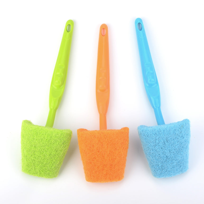 Flammi Dish Brush Scrubber with Handle for Pan Pot Cookware(3 Packs)