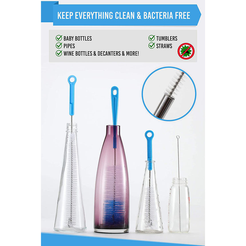 Turbo Microfiber Bottle Brush Cleaner Pack - Set of 5 Bottle Brushes for  Cleaning Baby Bottles, Water Bottles, Tumblers, Wine Decanters, Flask,  Bong