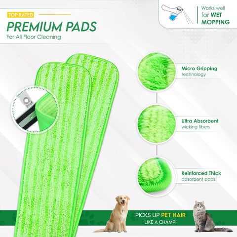 Flammi Microfiber Mop Floor Cleaning System - Washable Pads Perfect Cleaner for Hardwood, Laminate & Tile