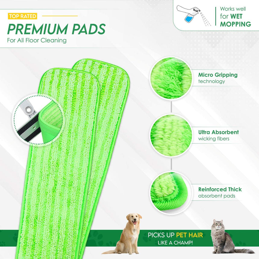 Flammi Microfiber Mop Floor Cleaning System - Washable Pads Perfect Cleaner for Hardwood, Laminate & Tile