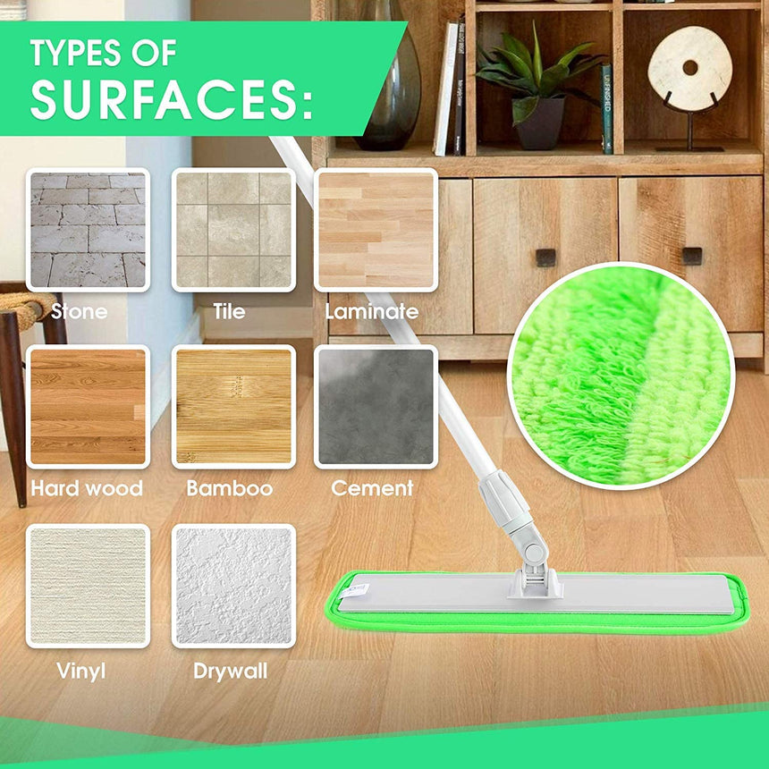 Flammi 4 Pack Reusable Washable Cloth Mop Head Replacements Fits Bona, Bruce, Rubbermaid, Libman + More