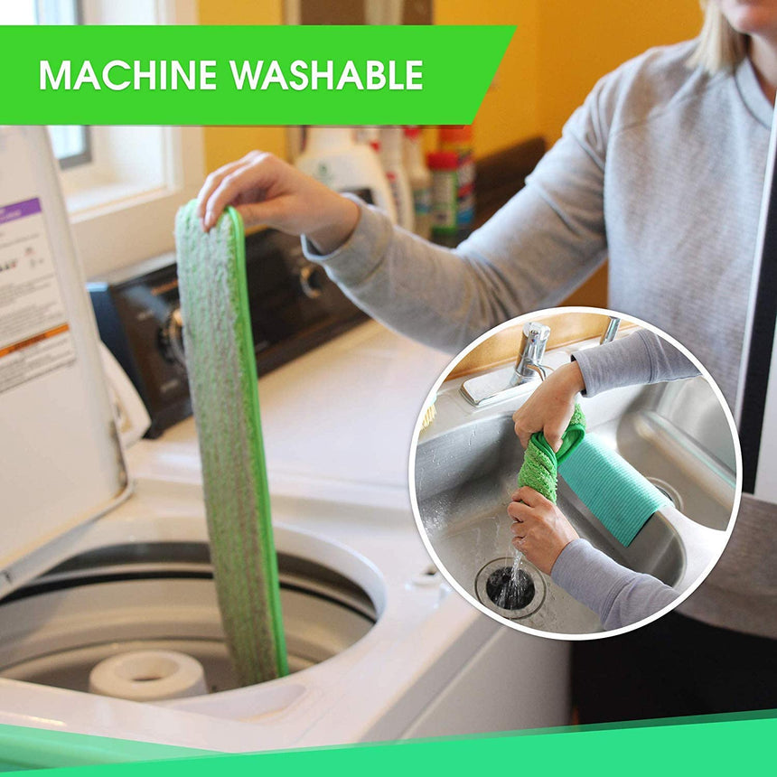 Flammi 4 Pack Reusable Washable Cloth Mop Head Replacements Fits Bona, Bruce, Rubbermaid, Libman + More