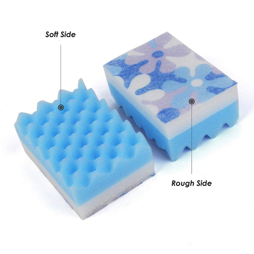 Flammi Multi-Use Scrunge Scrub Sponge Non-scratch Scouring Pads for Dishes Pans Pots(5 Packs)