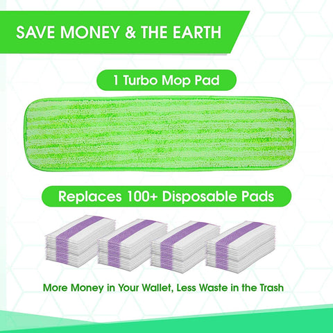Flammi 4 Pack Reusable Washable Cloth Mop Head Replacements Fits Bona, Bruce, Rubbermaid, Libman + More