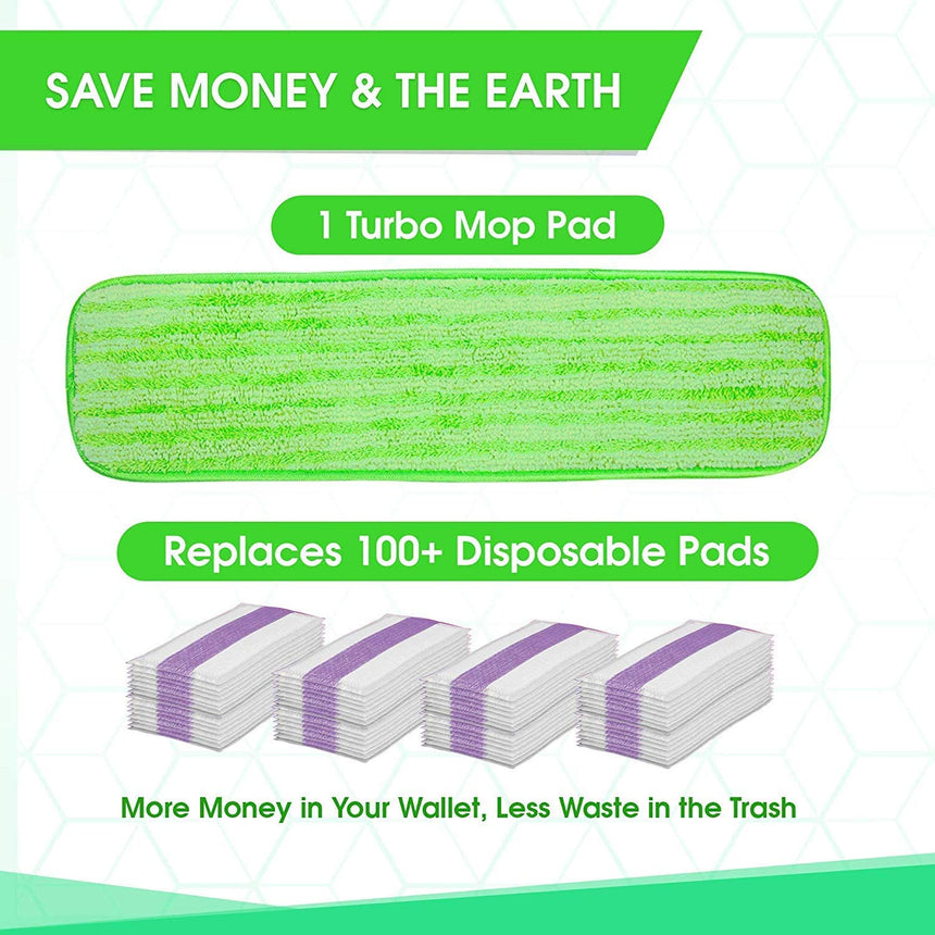 Flammi 4 Pack Reusable Washable Cloth Mop Head Replacements Fits Bona, Bruce, Rubbermaid, Libman + More